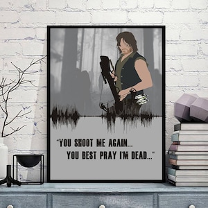 Daryl Dixon The Walking Dead Custom Soundwave Minimalist Style Cult TV Comic Art Poster Print - Cool Geeky Horror Gift
