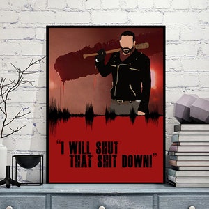 Negan & Lucille The Walking Dead Custom Soundwave Minimalist Style Cult TV Comic Art Poster Print - Cool Geeky Horror Gift