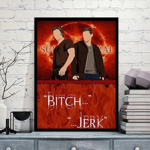 Sam & Dean Winchester Brothers Supernatural Custom Soundwave Minimalist Style Cult TV Art Poster Print - Cool Geeky Gift