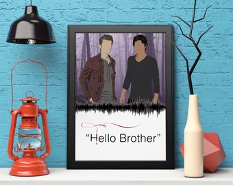 Stefan and Damon Salvatore - The Vampire Diaries Custom Soundwave Minimalist Style Cult TV Film Art Poster Print - Cool Geeky Gift