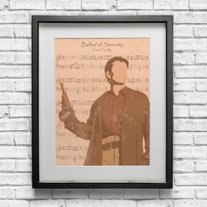 Partitura personalizada de la Balada de la Serenidad de Firefly de Malcolm Reynolds con arte minimalista: un regalo ideal para frikis.
