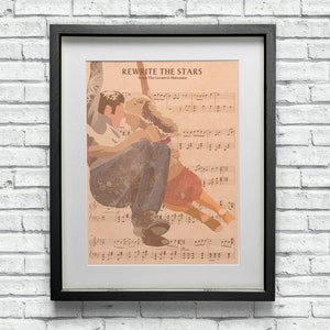 The Greatest Showman Phillip & Anne Rewrite The Stars Custom Sheet Music Art Print - Minimalist Style - West End Broadway Gift