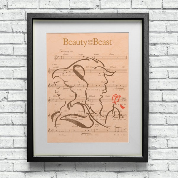 Beauty And The Beast Tale As Old As Time Custom Sheet Theme Tune Music Art Print - Minimalist Style - Disney Gift