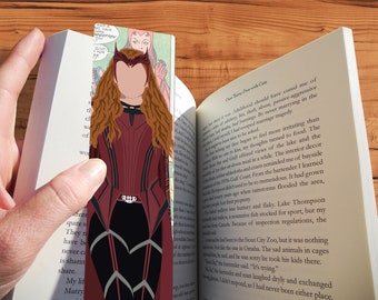 Marcador de página da Feiticeira Escarlate – Wanda Maximoff, Arte Minimalista, Super-heroína dos Quadrinhos