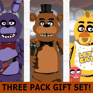 Five Nights At Freddy's bokmärkesset: Freddy, Bonnie, Chica, minimalistisk cupcakekonst