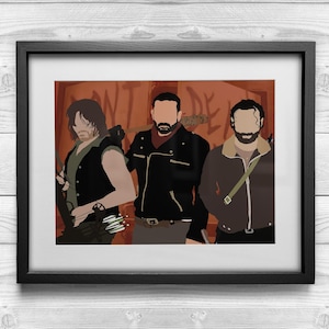 Daryl Dixon Negan Rick Grimes The Walking Dead Custom Minimalist Style Cult TV Comic Art Poster Print - Cool Geeky Horror Gift