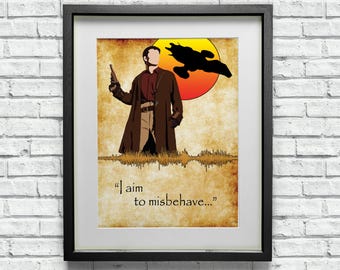 Captain Mal Reynolds Soundwave Art Print: Firefly Serenity Minimalist Sci-Fi Poster