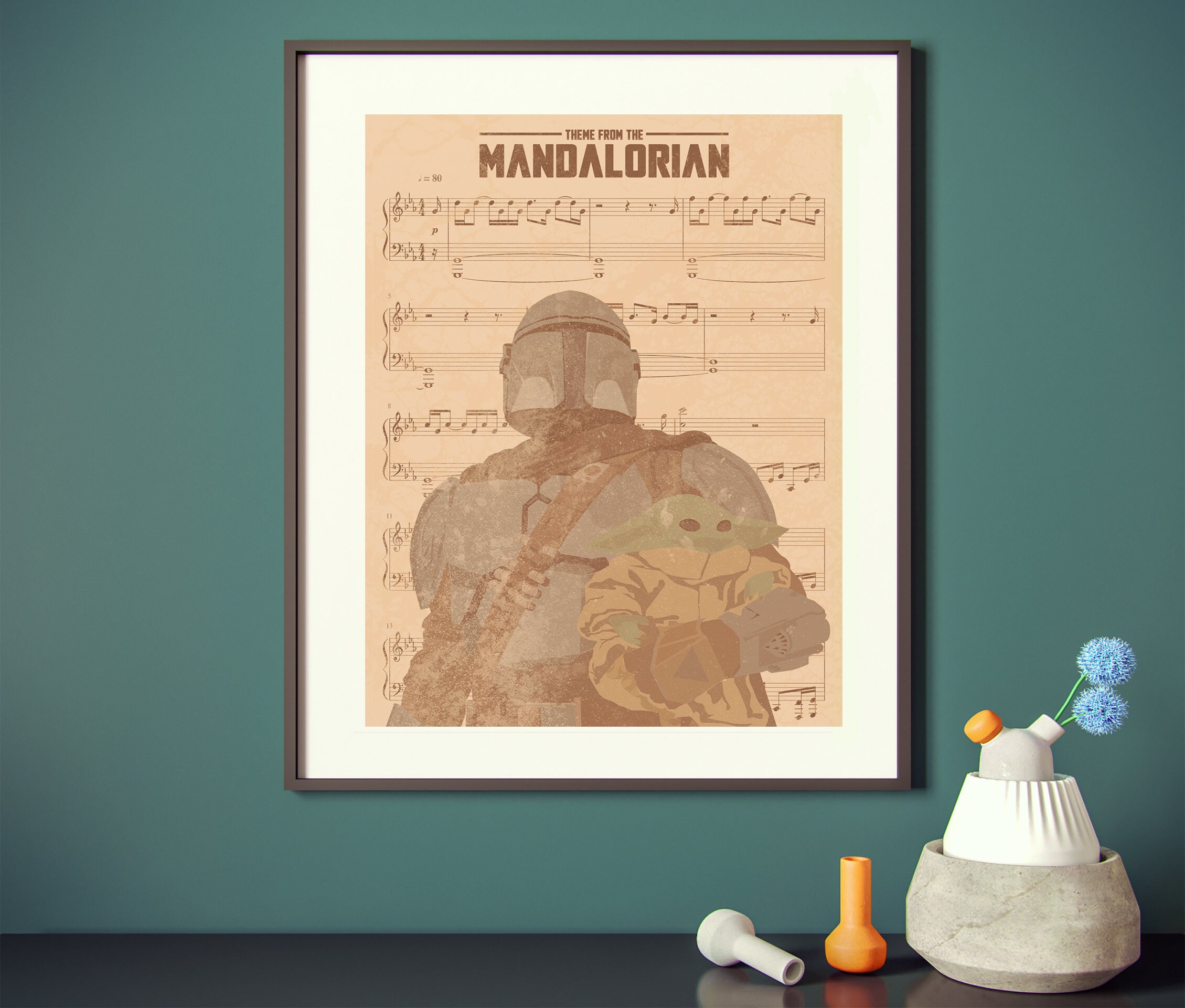 star-wars-the-mandalorian-theme-tune-sheet-music-wall-art-etsy