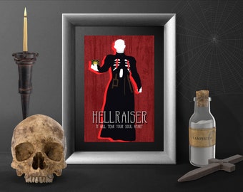 Pinhead Hellraiser Custom Silhouette Cult Film Art Poster Print - Horror Fan & Geeky Gift