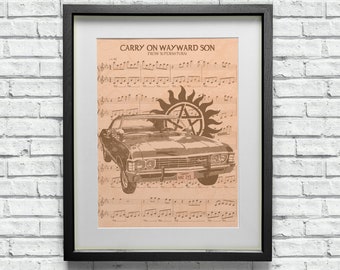 Baby the Impala Supernatural Wayward Son Sheet Music Geeky Winchester Art Print