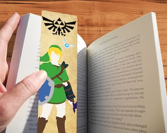 Legend Of Zelda Link Handmade Videogame Gamer Bookmark With Minimalist Style Art Print - Great Geeky Gift