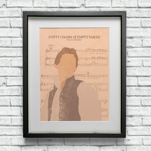 Marius Les Misérables The Musical Empty Chairs At Empty Tables Sheet Music Print Minimalist Style - Musical Art Home Decor