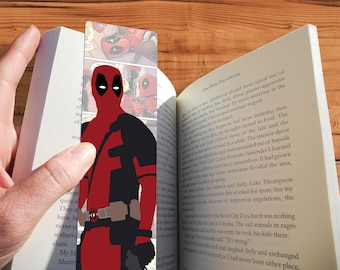 Marcador de página do Deadpool: impressão de arte em quadrinhos minimalista, presente geek