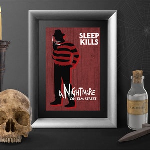 Freddy Krueger A Nightmare On Elm Street Custom Silhouette Cult Film Art Poster Print - Horror Fan & Geeky Gift