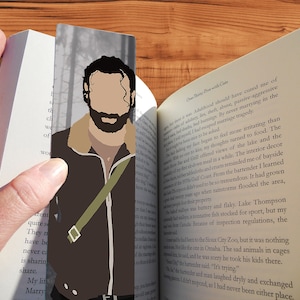 Rick Grimes The Walking Dead Handmade Apocalyptic Zombie Horror TV Bookmark With Minimalist Style Art Print - Great Geeky Gift