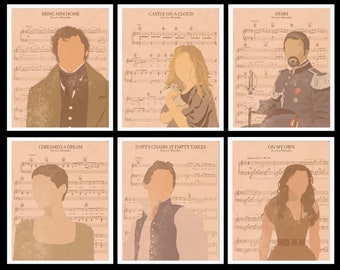 Les Miserables Sheet Music Art Prints: Minimalist Broadway Set