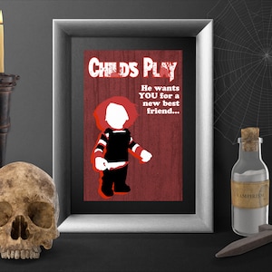 Chucky Child&#39;s Play Custom Silhouette Cult Film Art Poster Print - Horror Fan & Geeky Gift