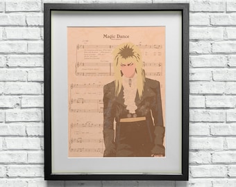 Jareth The Goblin King Labyrinth Sheet Music Art Print - Minimalist Style