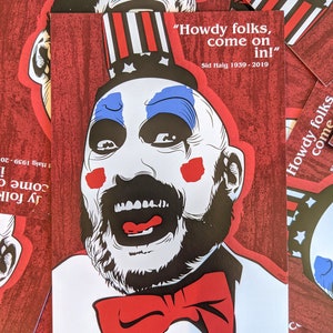 Custom Sid Haig Captain Spaulding Minimalist Style Movie Art Postcard - Geeky Horror Fan Gift & Stocking Filler