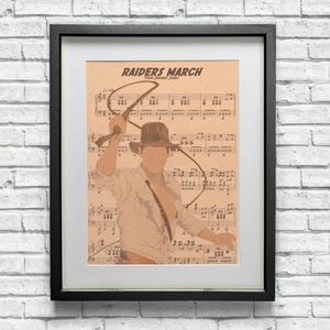 Indiana Jones Raiders März Noten Kunstdruck Poster | Minimalistischer Stil | Film Fan Art | Erhältlich in 3 Größen