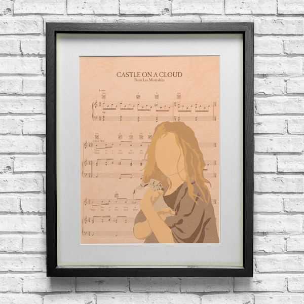 Cosette Les Misérables The Musical Castle On A Cloud Custom Sheet Music Art Print - Minimalist Style - West End Broadway Gift