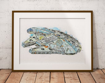 Star Wars Millennium Falcon Digital Sketch