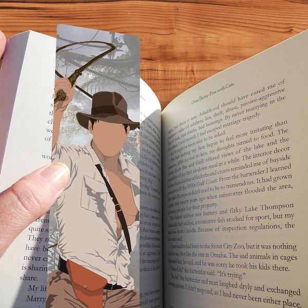 Indiana Jones Adventure Movie Bookmark, Geeky Classic Book Accessory, Book Lover Book Mark Gift, Fan Art Original Print