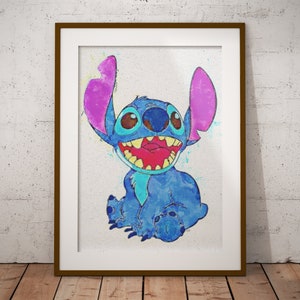 Lilo & Stitch Disney Digital Line Drawing Sketch - Wall Art Poster Print - Cute Gift