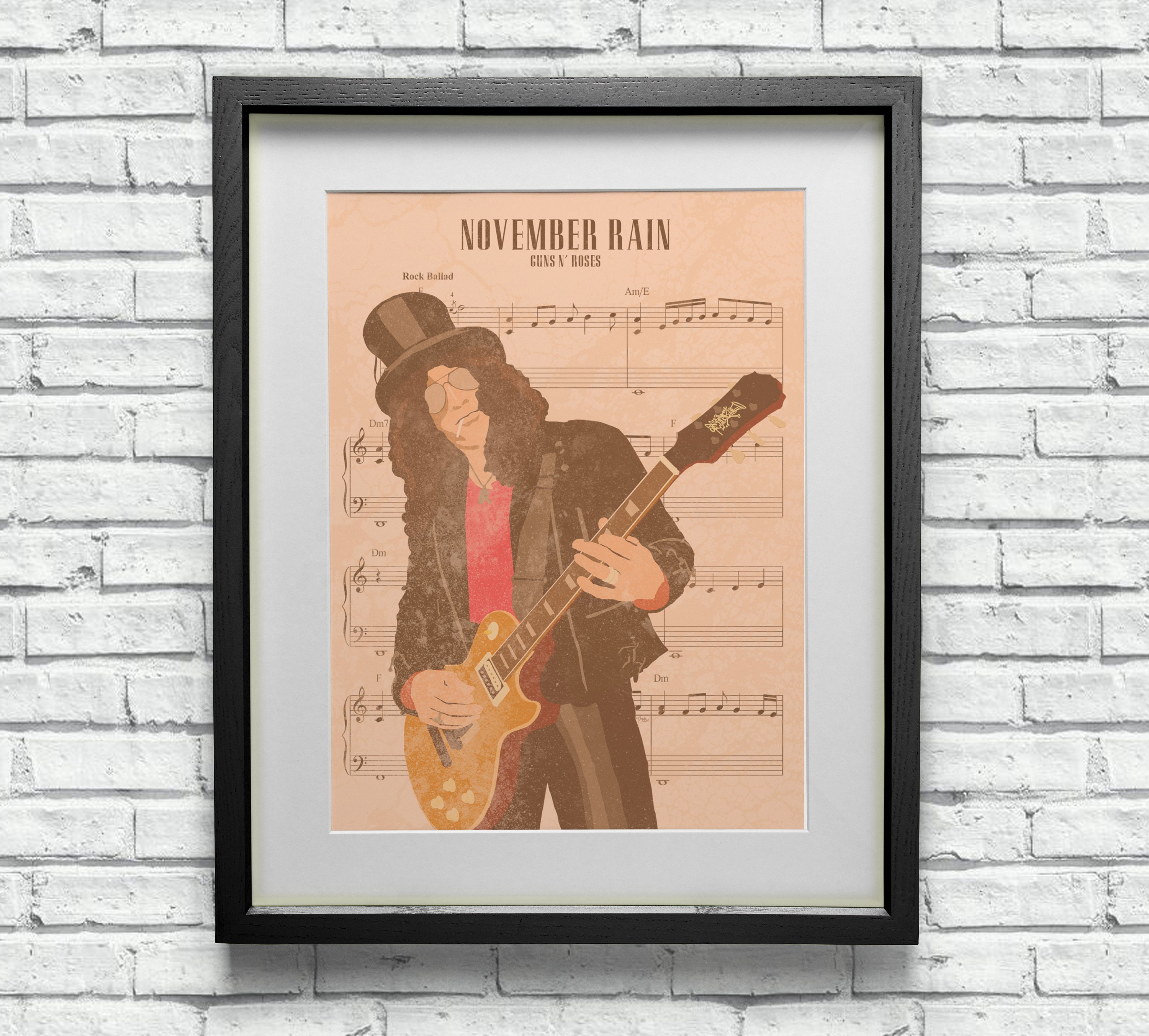 Slash November Rain Sheet Music Art Print – Guns N' Roses Ballad