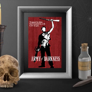 Ash The Evil Dead Custom Silhouette Cult Film Art Poster Print - Horror Fan & Geeky Gift