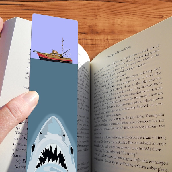 Jaws Bookmark Minimalist Style Cult Movie Art - Geeky Horror Fan Gift