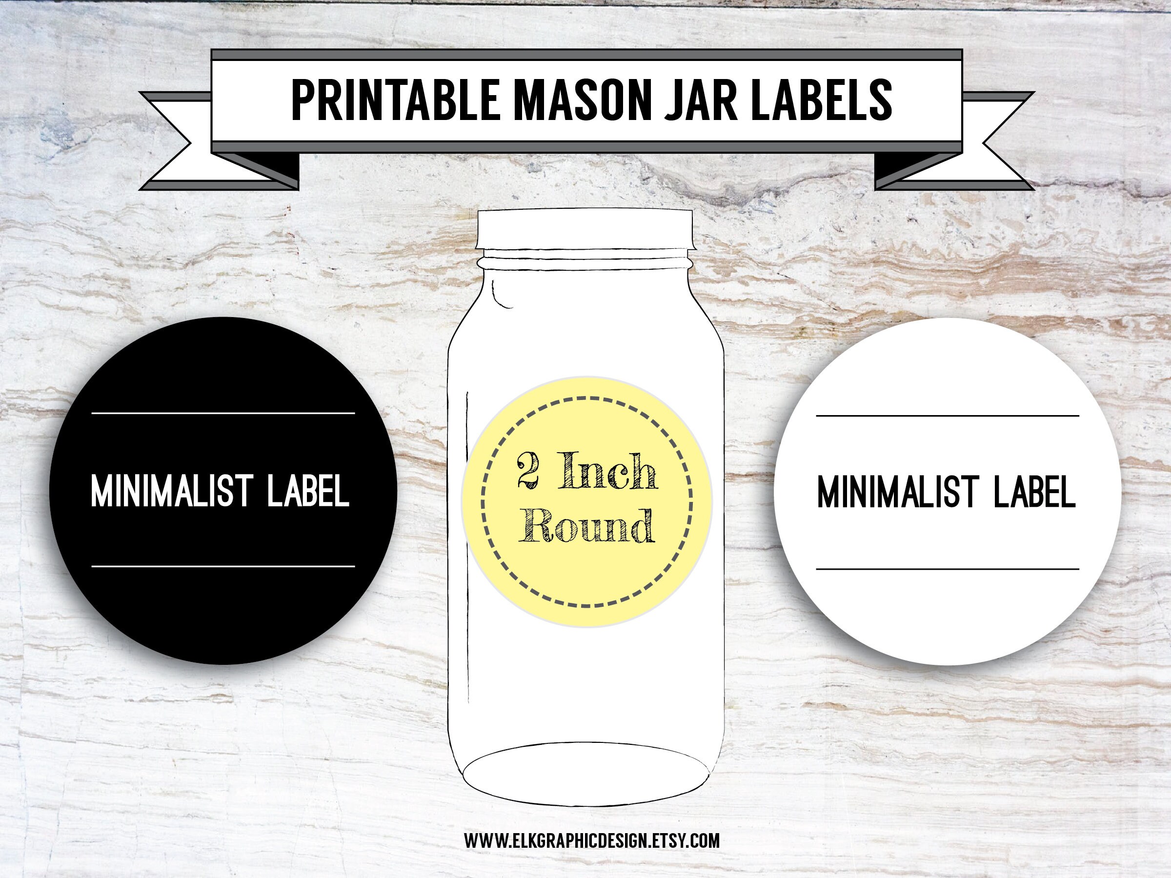 Printable Diy Minimalist Round Labels Mason Jar Labels Etsy