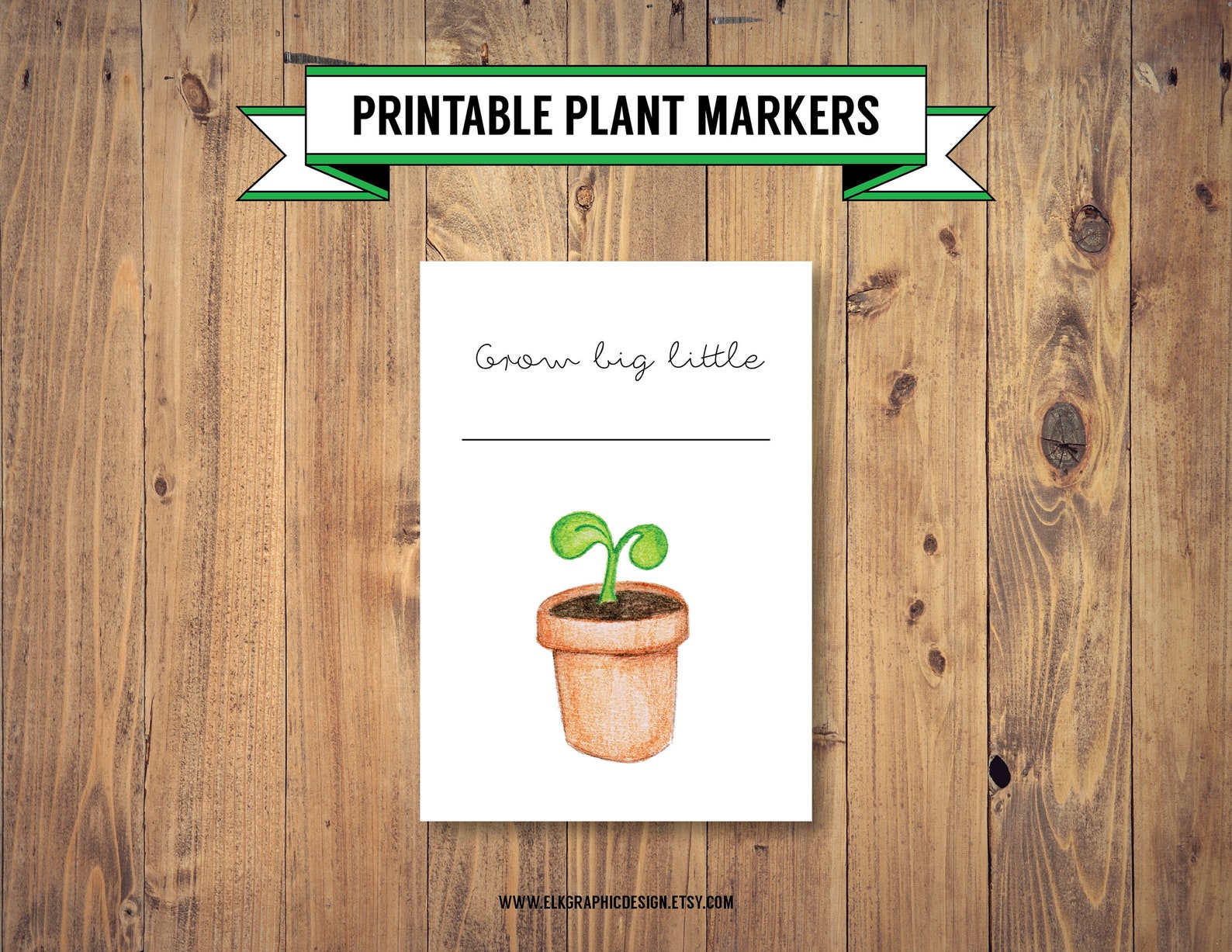 Printable DIY Editable Plant Markers Sprout Gardening 3.5 x | Etsy
