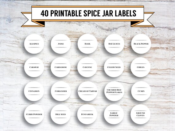 printable diy minimalist spice jar labels 40 labels 1 5 inch etsy