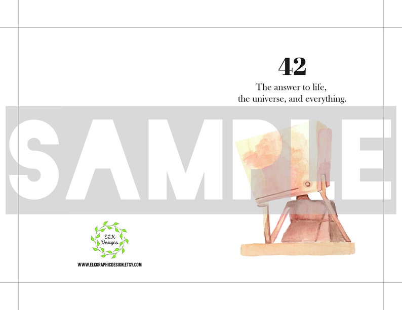 42 Printable Hitchhiker's Guide to the Galaxy Birthday Etsy