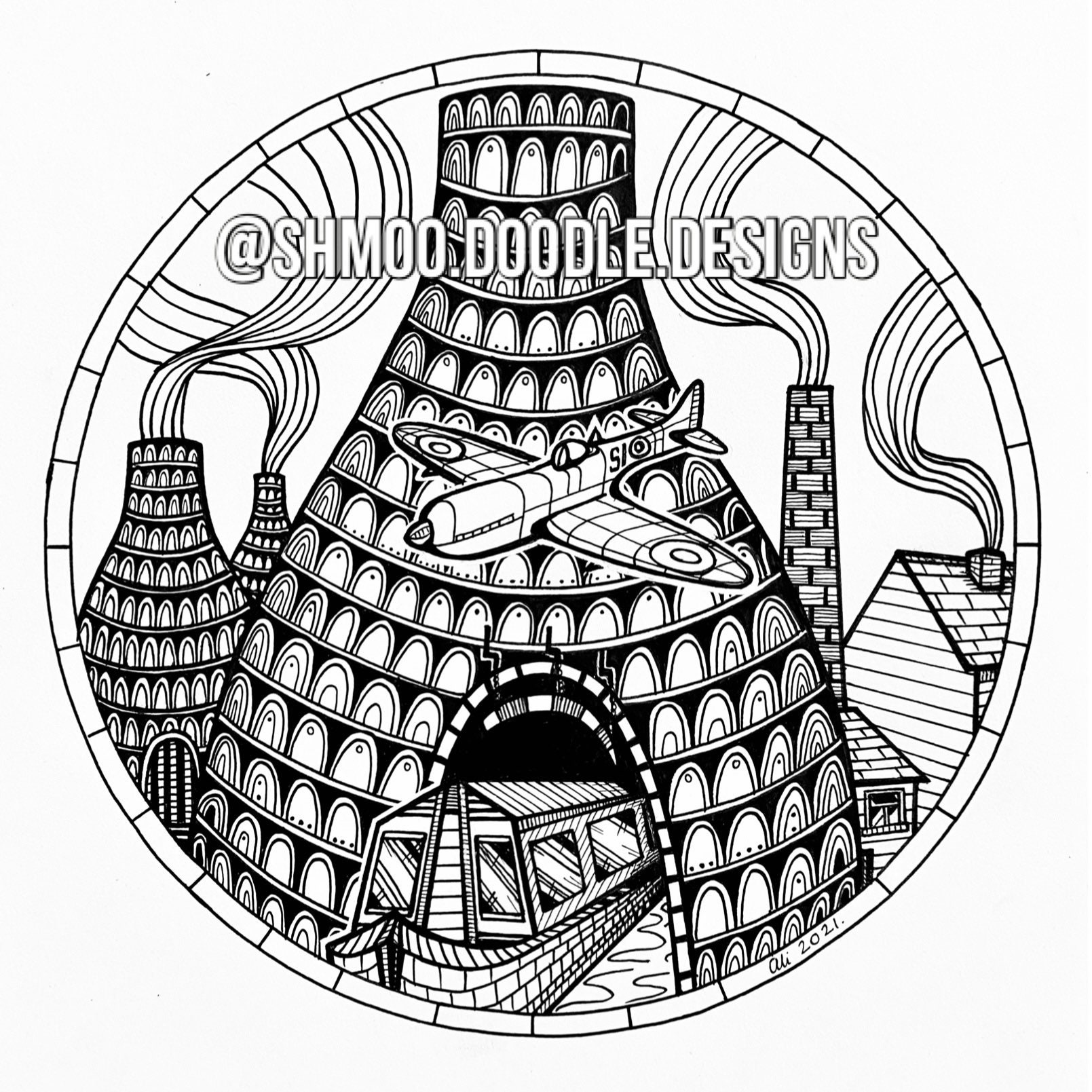 Spitfire, Bottle Kilns & Canal Art Print, Unique Design. Etsy UK