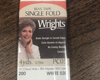 Wrights Single Fold Bias Tape 1/2"w x 4 yards - PICK YOUR COLOR