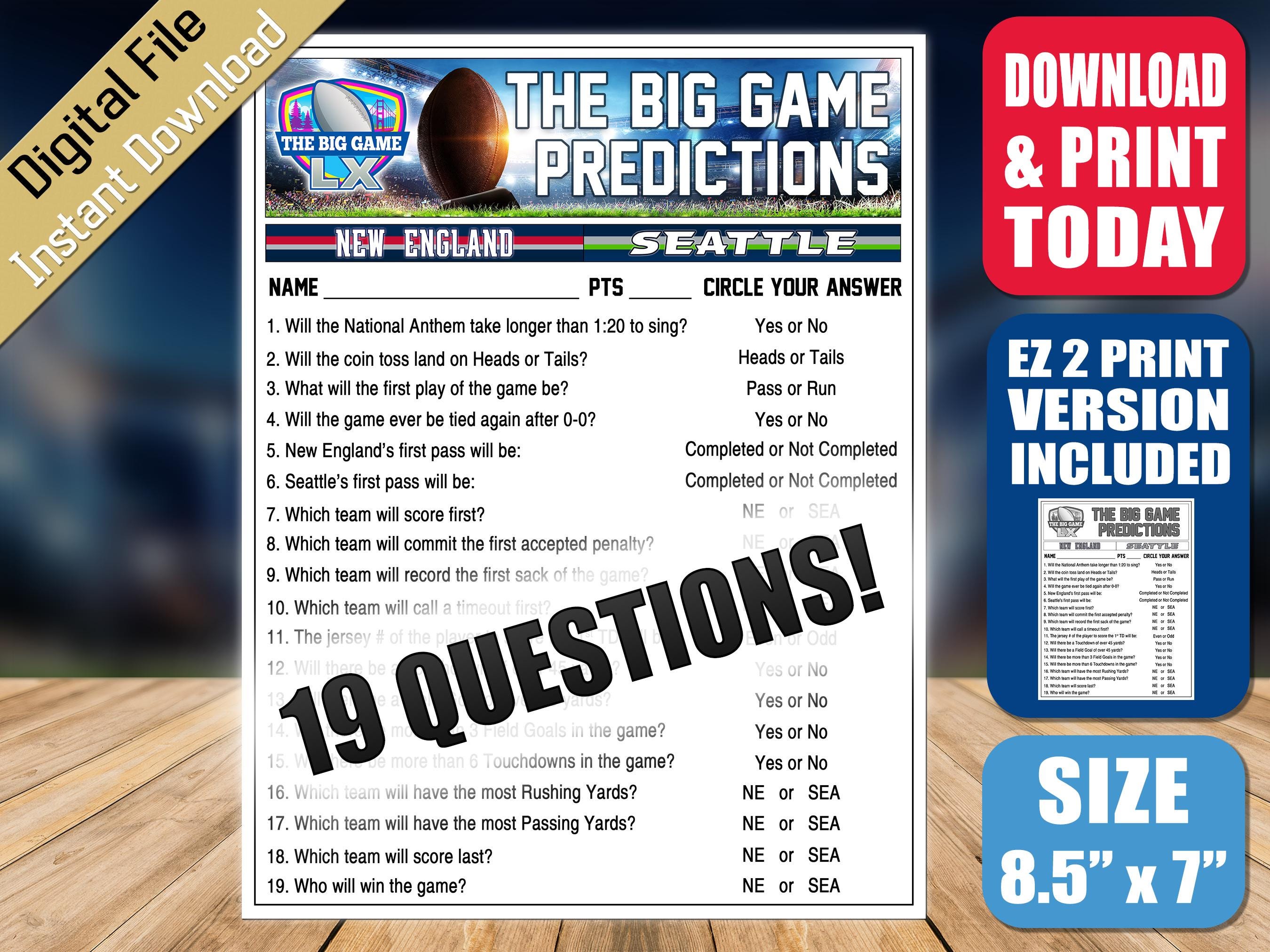 super prediction game 60 - watch party prop bet questionnaire