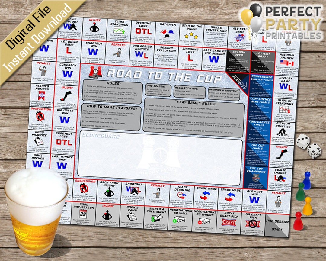 Drinking Game Hockey Road to the Cup Party Game Giant - Etsy UK