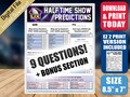 Super Half Time Show Prediction Game 59 - Printable Instant Download - Big Game 2025 LIX - Watch Party Prop Bet Sheet Questionnaire