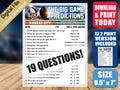 Super Prediction Game 59 - Printable Instant Download - Big Game 2025 - Watch Party Prop Bet Prediction Sheet Questionnaire LIX