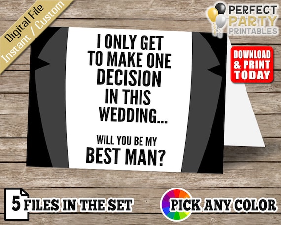 Your Service as a Groomsman is Requested Printable 5 x 7 Cards INSTANT DOWNLOAD Digital File Will You Be My Best Man Print at Home
