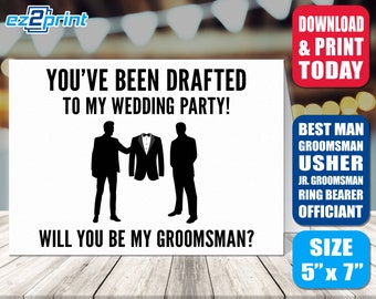 Groomsmen Proposal Printable Card - Will you be my Groomsman / Best Man / Usher / Ring Bearer - Digital File - Drafted to My Wedding Party