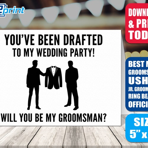 Groomsmen Proposal Printable Card Will You Be My Groomsman / - Etsy