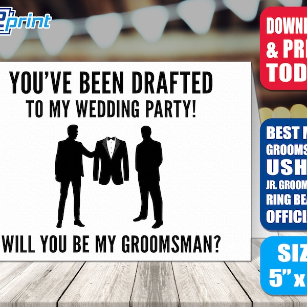 Groomsmen Proposal Printable Card - Will you be my Groomsman / Best Man / Usher / Ring Bearer - Digital File - Drafted to My Wedding Party