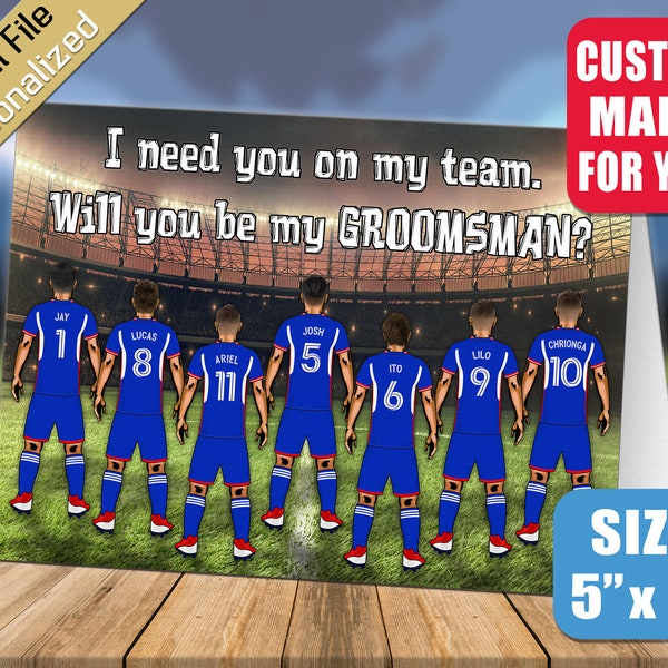 Personalized Soccer/Football Groomsmen Proposal - Will you be my Groomsman / Best Man / Usher - 5x7 Custom Digital Cards