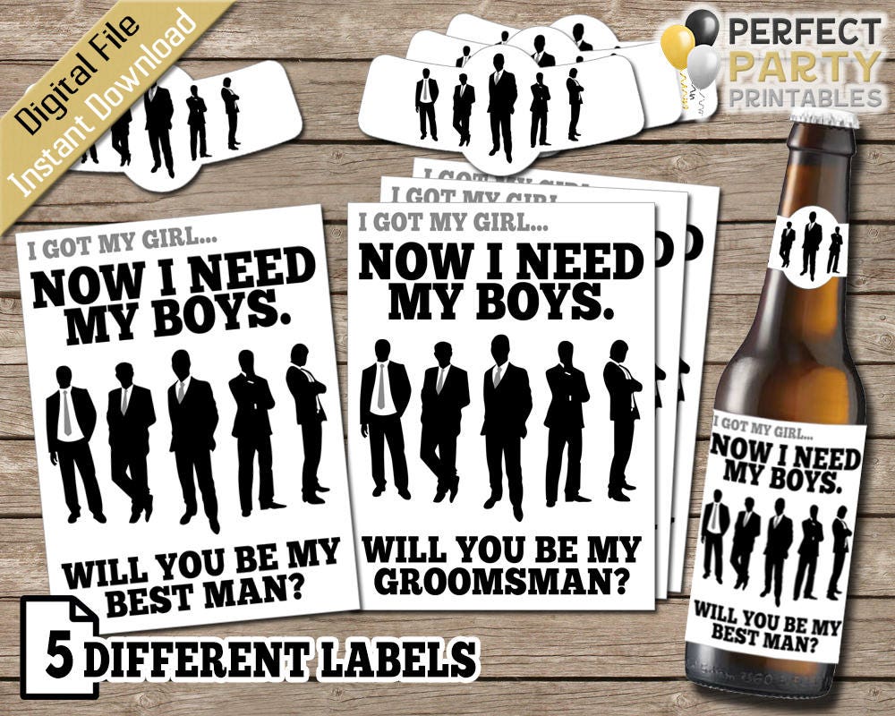 Groomsmen Proposal - Beer Bottle Label - Will you be my Groomsman / Best Man / Usher / Ring Bearer / Jr - Need My Boys - Wedding Party
