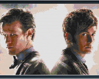 Doctor Who Inspired Matt and David Counted Cross Stitch Pattern