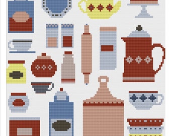 Vintage Kitchen Sampler Cross Stitch Pattern