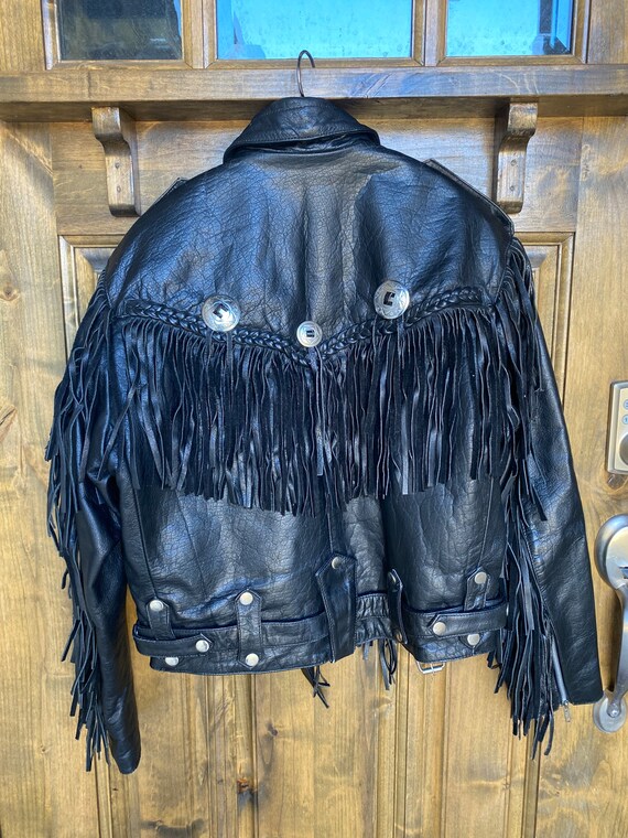 Vintage Black Leather Fringe Jacket - image 2